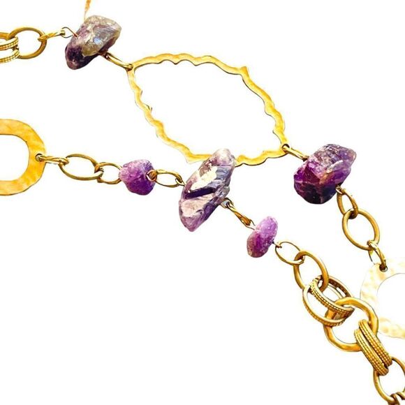 Vintage Amethyst Goldtone Long Necklace - Picture 5 of 13